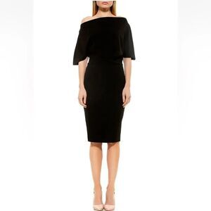NEW Alexia Admor  Olivia Draped One-Shoulder Dress Size XS Black